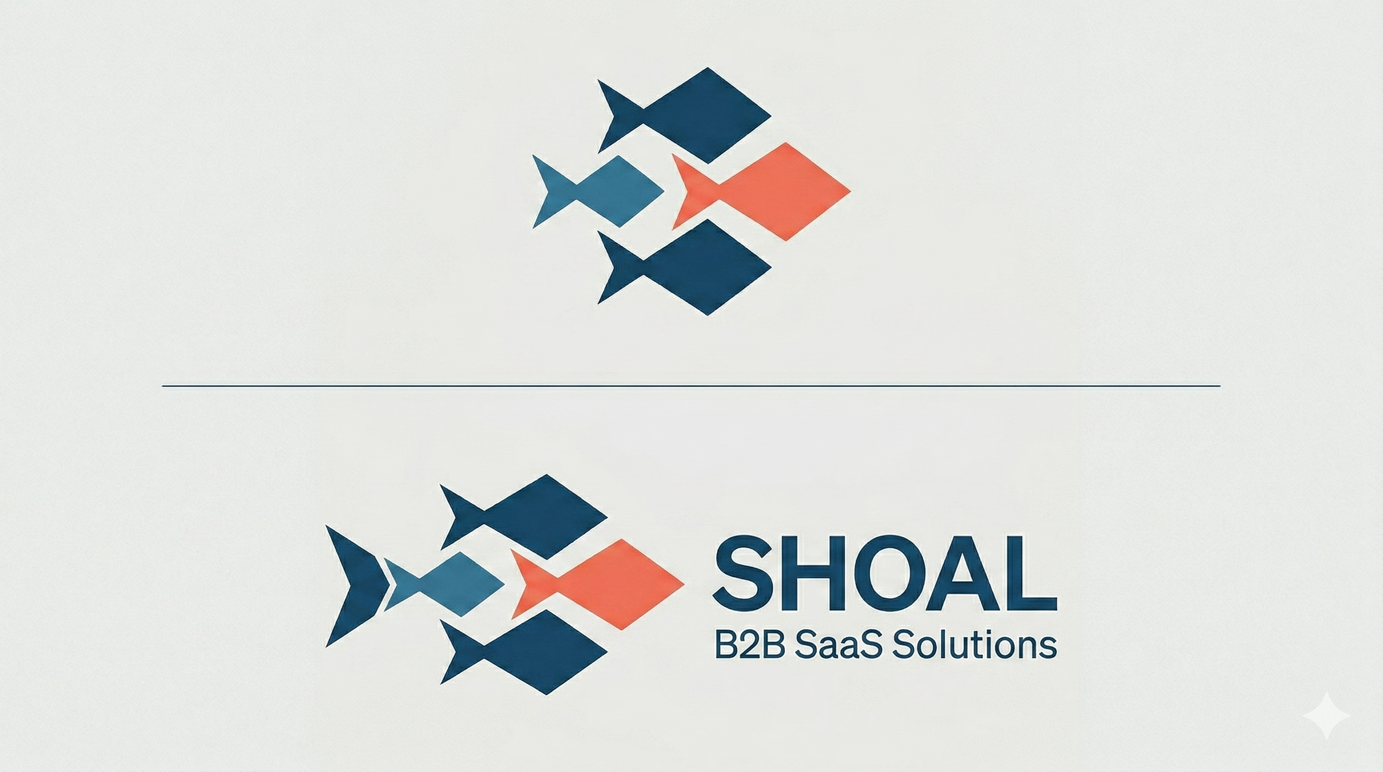 SHOAL logo concept — geometric fish forming a school